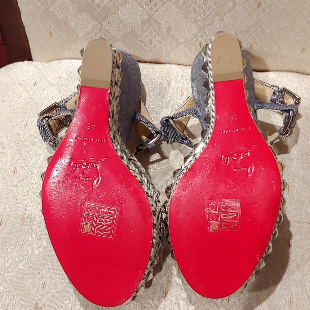 Christian Louboutin cataclou 140mm denim wedges 35 - Picture 6 of 8